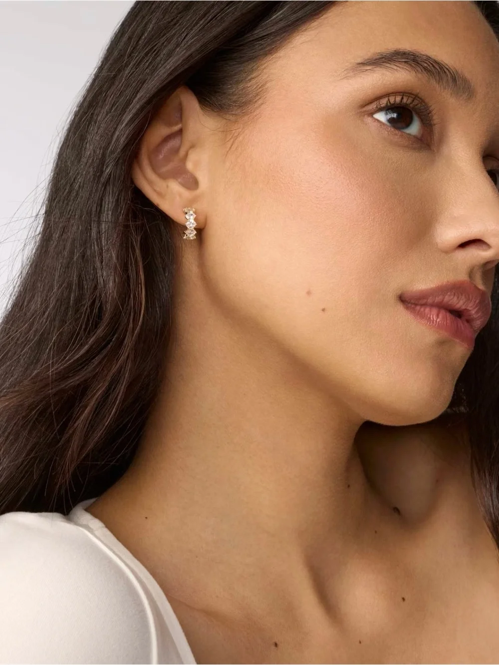 Kendra Scott Gold and Clear Crystal Half-Hoop Stud Earrings
